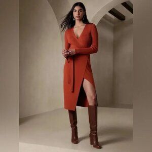 Banana Republic Wrap Knit Dress in Burnt Orange Size M